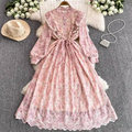 Courtly Embroidered Pink Floral Dress