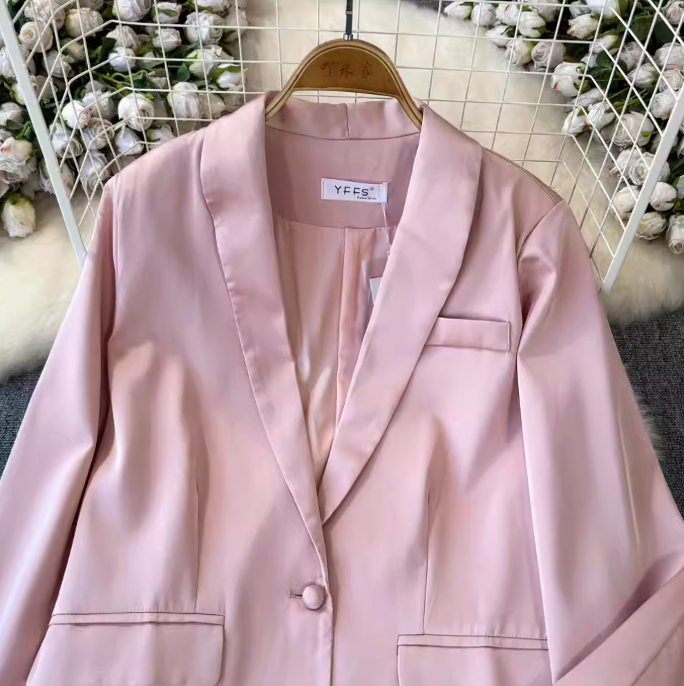 Satin Dress & Slip Dress Pink 2Pcs