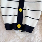 Color-blocking Striped Cardigan & Skirt 2Pcs
