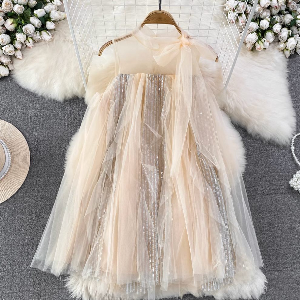 Fairy Sequined A-line Mesh Dress