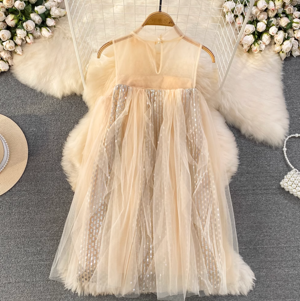 Fairy Sequined A-line Mesh Dress