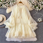 Sweetie Apricot Puffy Lace Dress