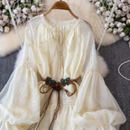 Sweetie Apricot Puffy Lace Dress