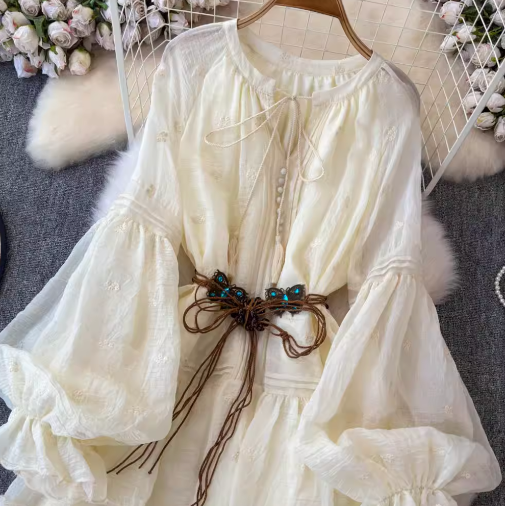 Sweetie Apricot Puffy Lace Dress