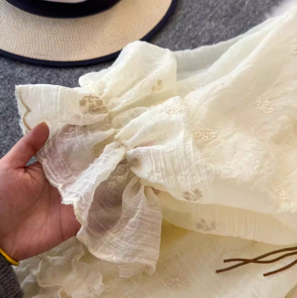 Sweetie Apricot Puffy Lace Dress
