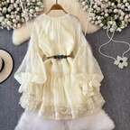 Sweetie Apricot Puffy Lace Dress