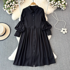 Black Shirt Dress & Floral Camisole 2Pcs