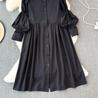 Black Shirt Dress & Floral Camisole 2Pcs