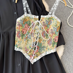 Black Shirt Dress & Floral Camisole 2Pcs
