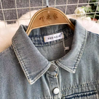 Denim Patchwork Shirt Dress with Pockets