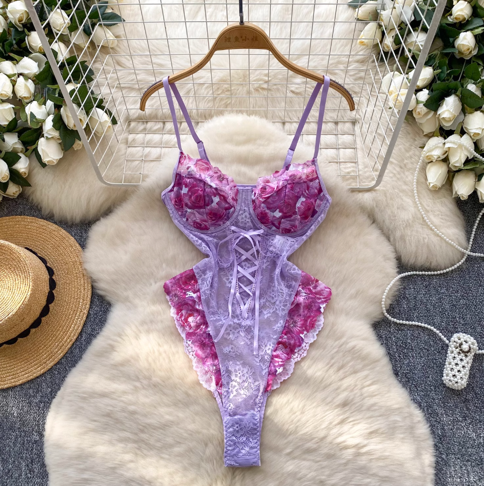 Sexy Purple Lace Slip Jumpsuits