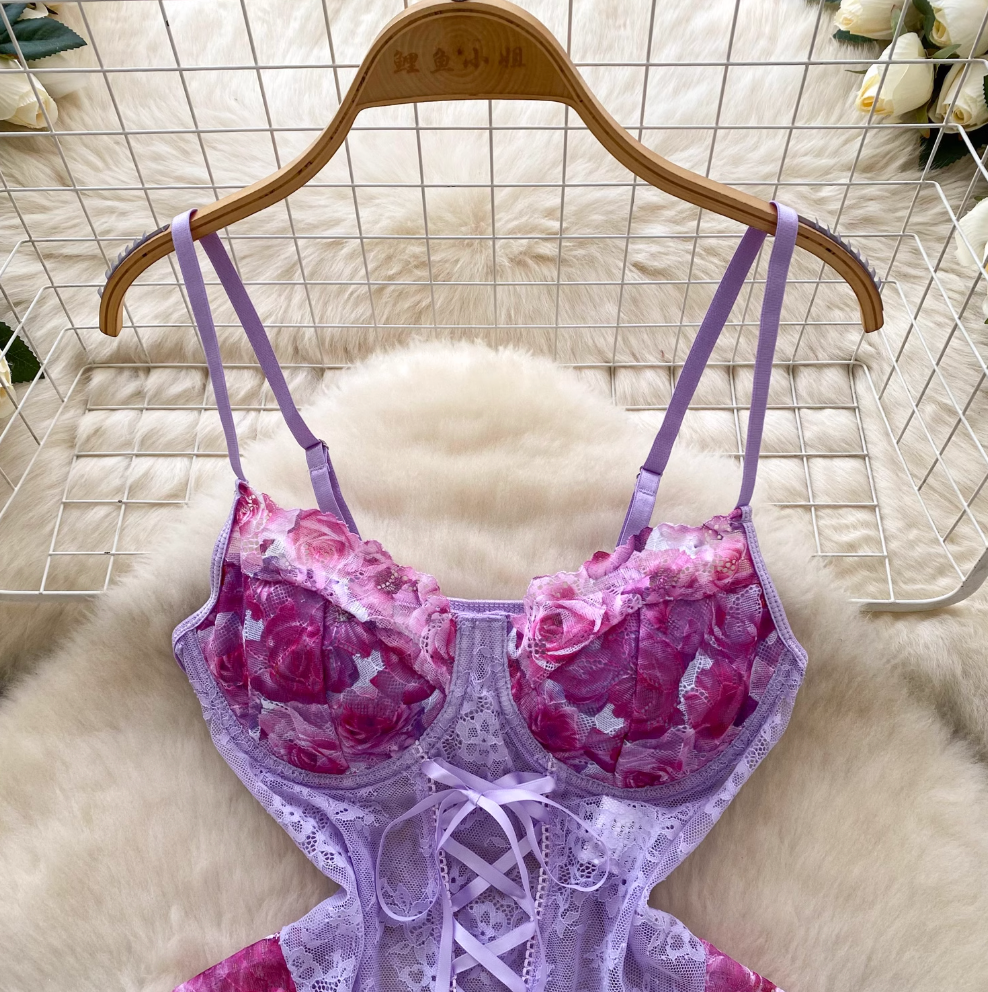 Sexy Purple Lace Slip Jumpsuits