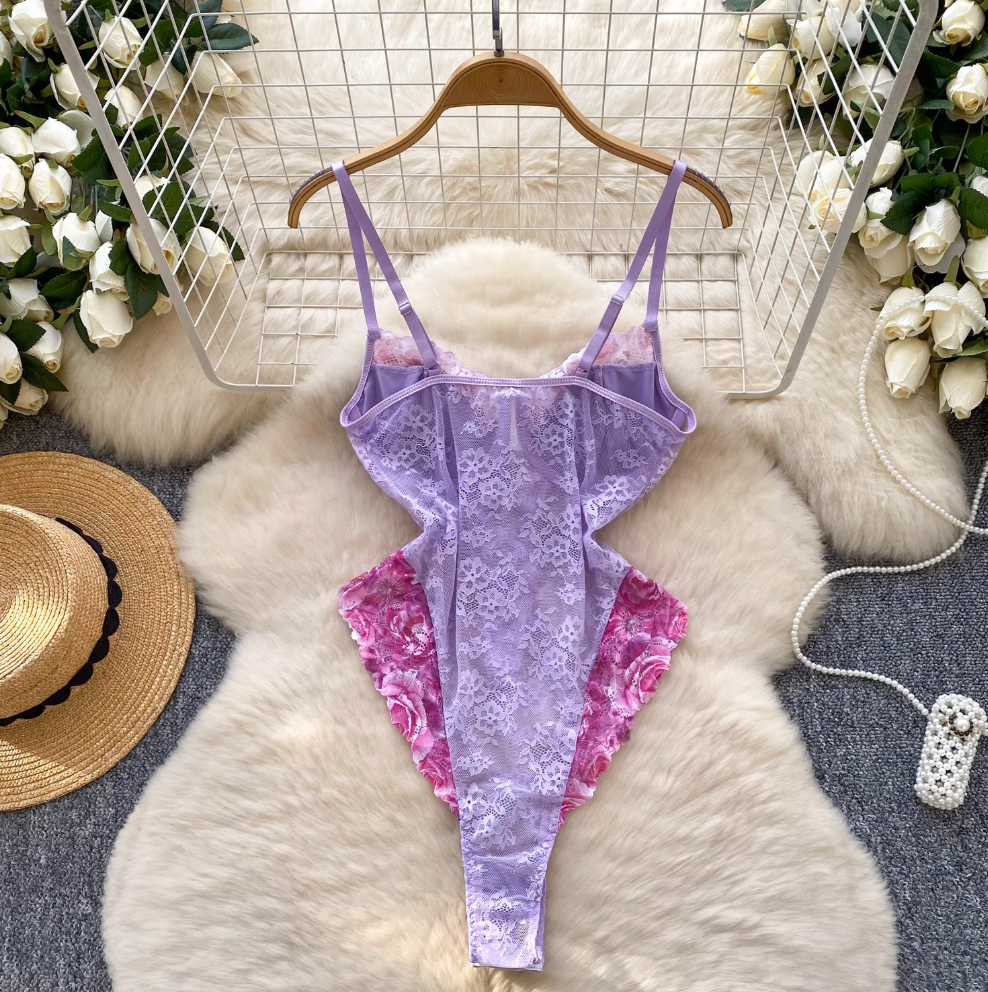 Sexy Purple Lace Slip Jumpsuits