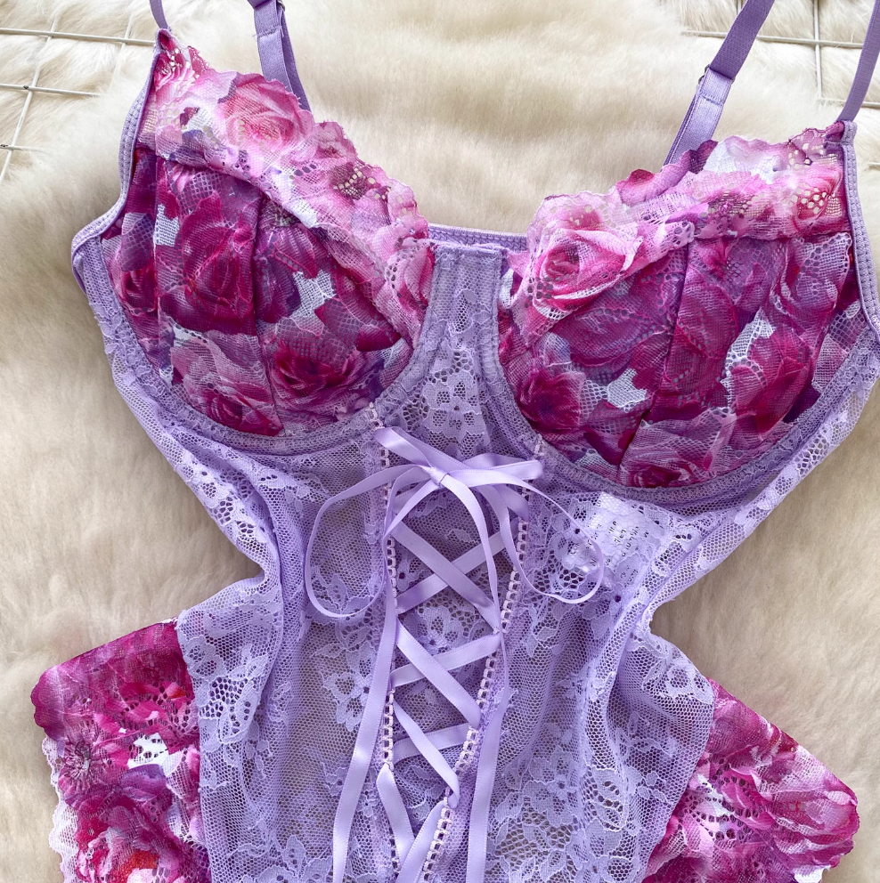 Sexy Purple Lace Slip Jumpsuits