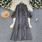 3D Beaded Floral Oversized Dress