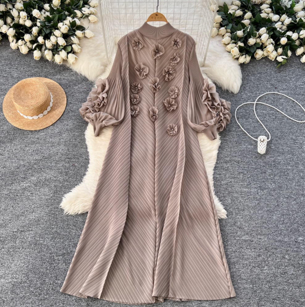 3D Beaded Floral Oversized Dress