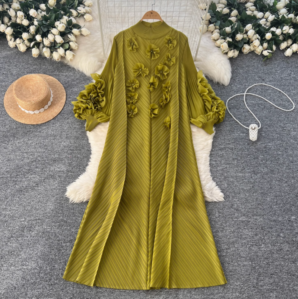 3D Beaded Floral Oversized Dress