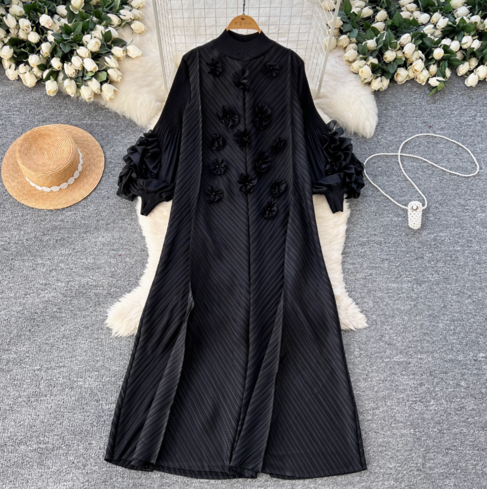 3D Beaded Floral Oversized Dress