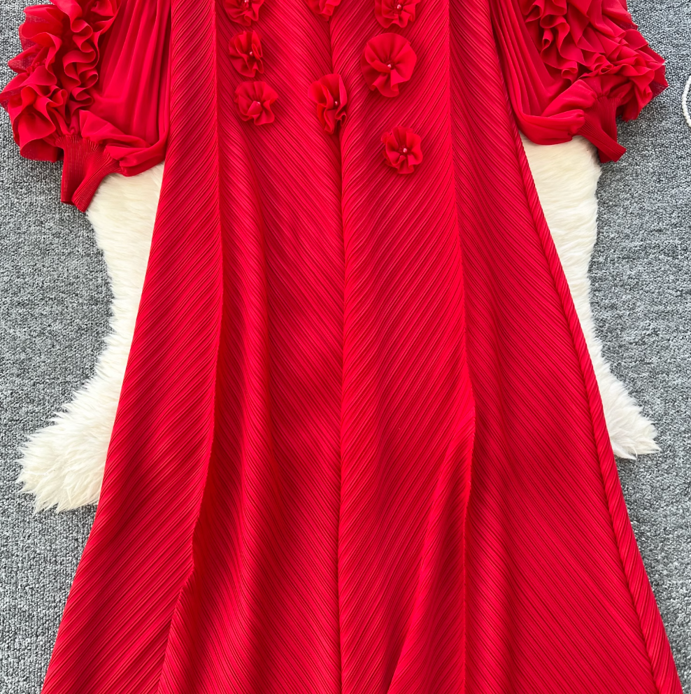 3D Beaded Floral Oversized Dress