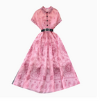 Vintage Short-sleeve Printed Shirt Dress