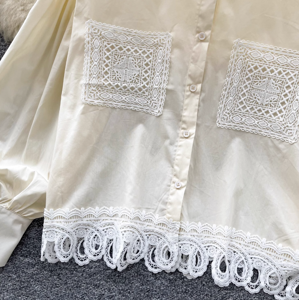 Vintage Embroidered Patchwork Shirt