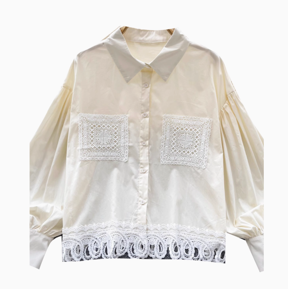 Vintage Embroidered Patchwork Shirt