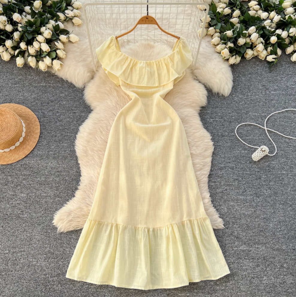 Sweetie Solid Color Ruffled Dress