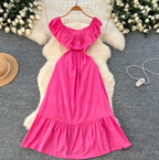 Sweetie Solid Color Ruffled Dress
