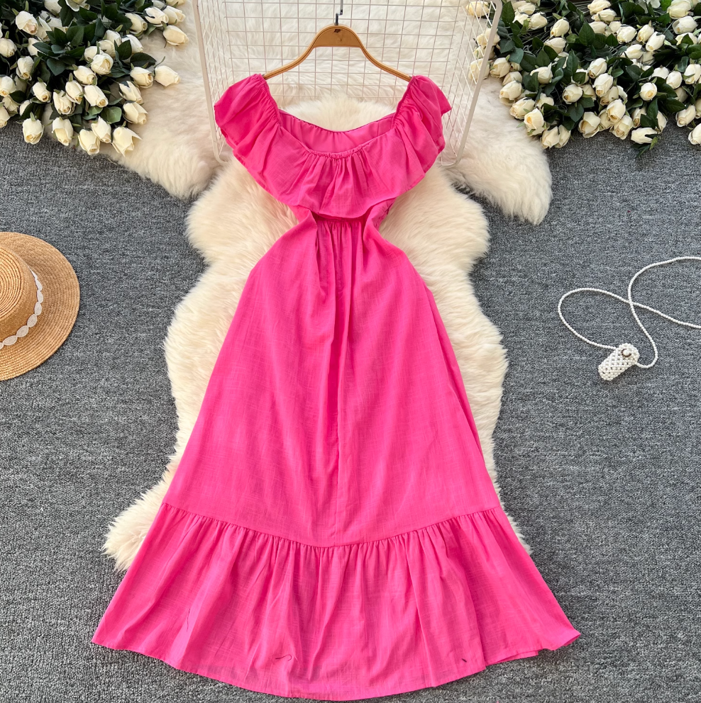 Sweetie Solid Color Ruffled Dress