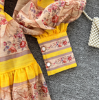 Courtly Yellow Floral Printed Shirt Dress