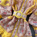 Courtly Yellow Floral Printed Shirt Dress