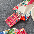 Courtly Lapeled Shirt & Skirt Floral 2Pcs
