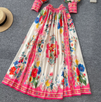 Courtly Lapeled Shirt & Skirt Floral 2Pcs