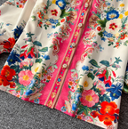 Courtly Lapeled Shirt & Skirt Floral 2Pcs