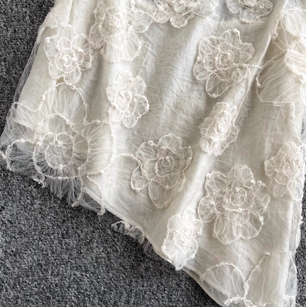 Niche Asymmetric Embroidered Lace Camisole
