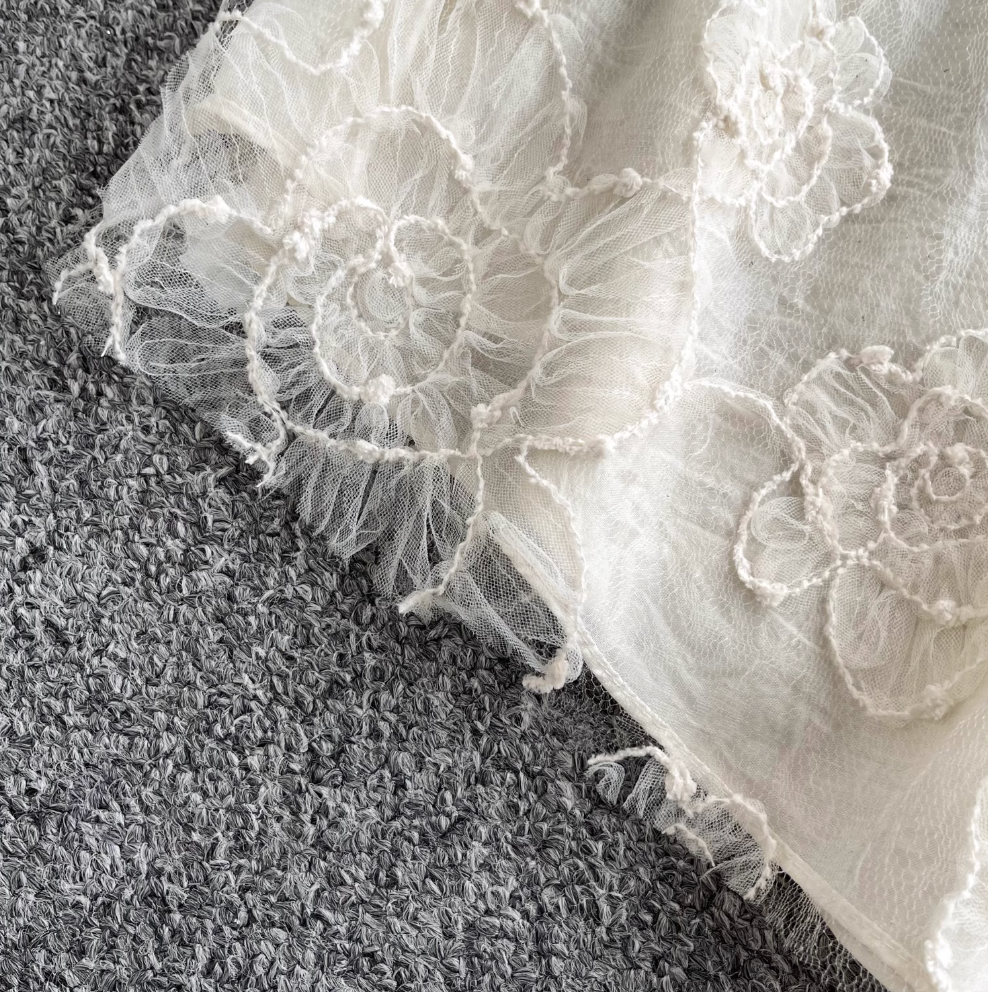 Niche Asymmetric Embroidered Lace Camisole