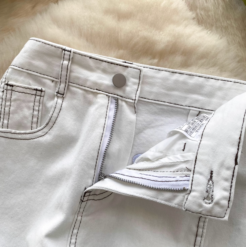 High-waist Skinny Straight White Jeans