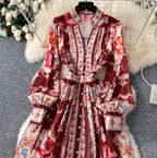 Vintage V-neck Courtly Floral Dress