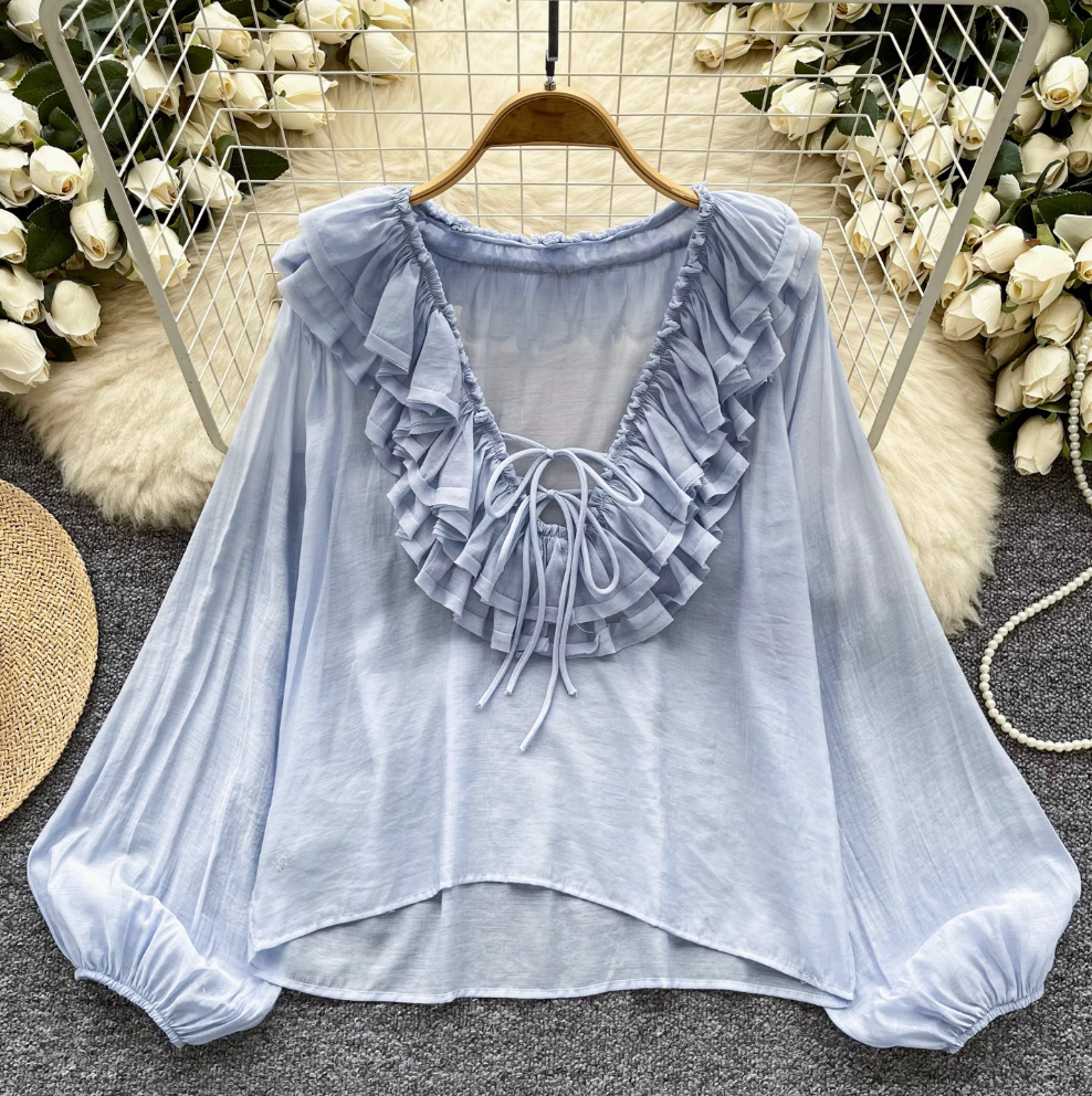Puffy Sleeve Loose-fit Breathable Top