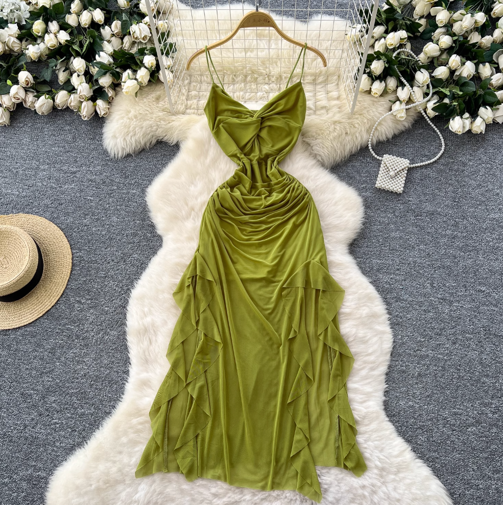 Niche Knotted Neckline Slip Dress
