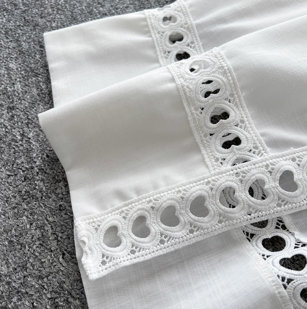 Hollowed White Lace Camisole & Skirt 2Pcs