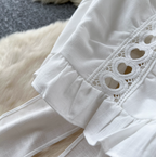 Hollowed White Lace Camisole & Skirt 2Pcs
