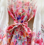 Courtly Pearl Buttons Floral Shirt Dress