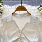 Niche Drawstring Rhinestone Beaded Shirt