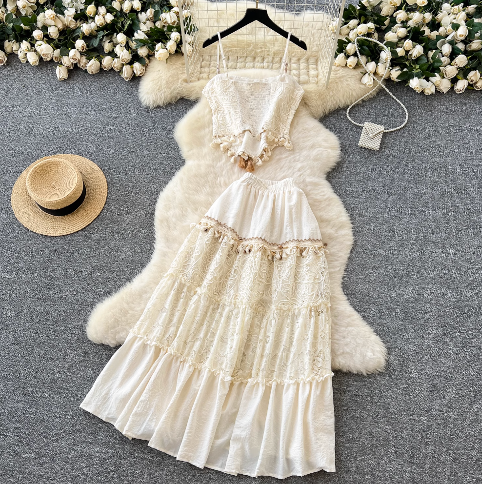 Sweetie Camisole & Fringed Skirt 2Pcs