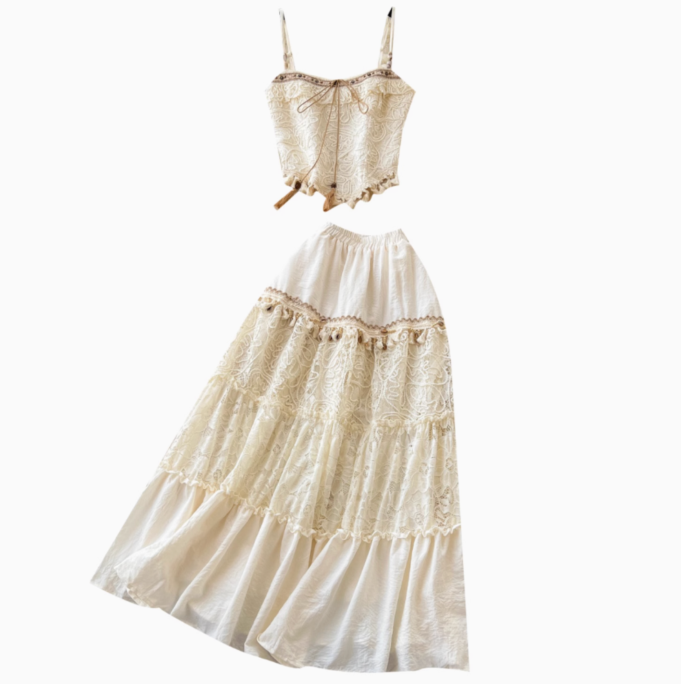 Sweetie Camisole & Fringed Skirt 2Pcs