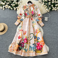Courtly Floral Dress with Belt