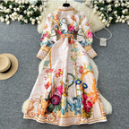 Courtly Floral Dress with Belt