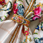 Courtly Floral Dress with Belt