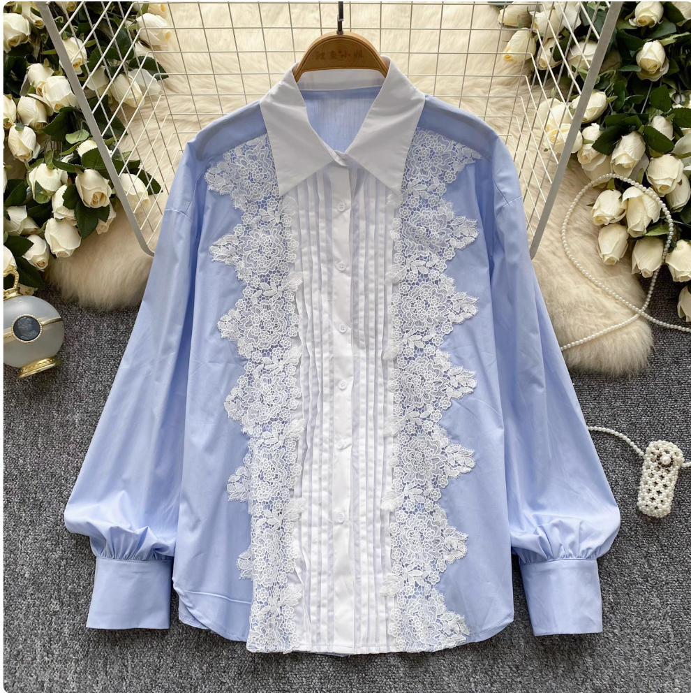 Sweetie Lace Trim Loose Shirt